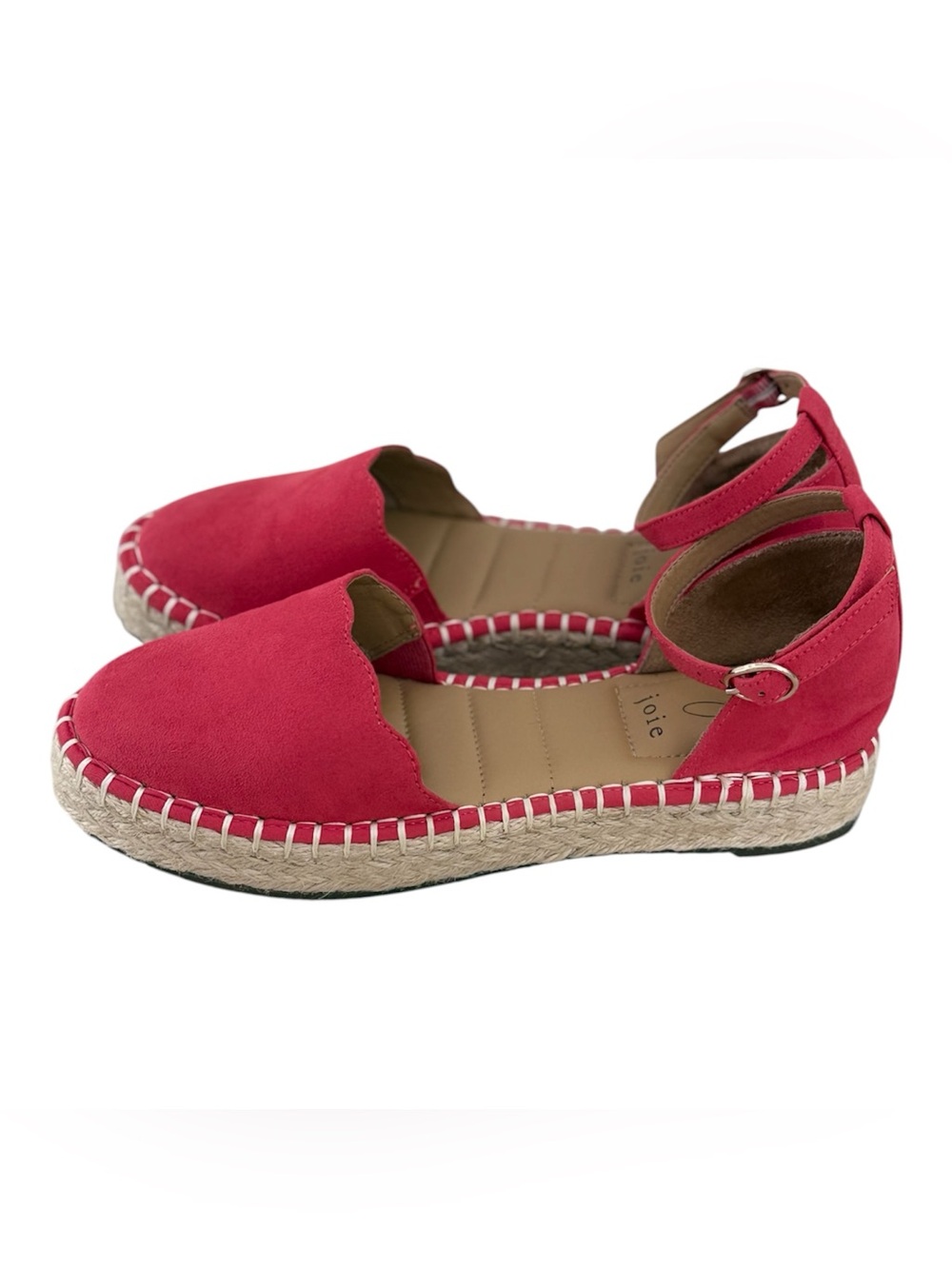 NWOB Joie Cruz Light Red Vegan Suede Jute Trim Espadrille Sandal Size 6.5M